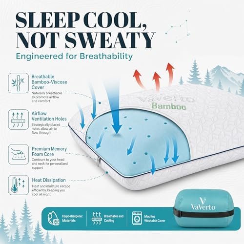 Vaverto Small Memory Foam Bed Pillow for Camping - Compressible Medium Firm, Breathable Cover, Machine Washable, Ideal Backpacking - Image 5