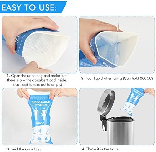 DIBBATU Disposable Urine Bag, 12/24 Pack Pee Bags for Travel for Women/Men, 800ML Emergency Portable Urinal Bag and Vomit Bags, Unisex Urinal Bag for Camping, Traffic Jams, Pregnant - Image 6