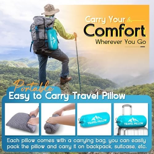 1 MIDDLE ONE Travel Pillow for Sleeping Camping, Memory Foam Small Pillow with Breathable Cover for Backpacking, Airplane, Car (15.5 X 12 Inch) - Image 5