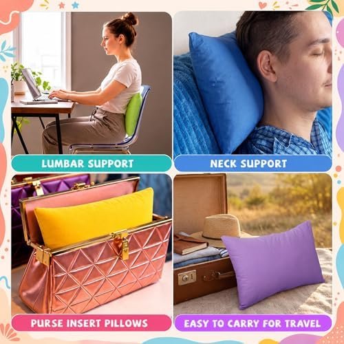 Kigley 20 Pack Mini Pillows for Daycare 9.1 x 13.8'' Small Travel Pillow Bulk Soft Breathable Cotton Pillow for Nap Travel Pet Neck Lumbar Purse Insert(Dopamine) - Image 6
