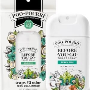 Poo-Pourri Before-You-Go Pocket Toilet Spray, Travel Essentials, Beach Bum, 1 Fl Oz, Up to 50 Uses, On-The-Go Bathroom Odor Deodorizer with Essential Oils, TSA Approved Size, Coconut Orchid Scent