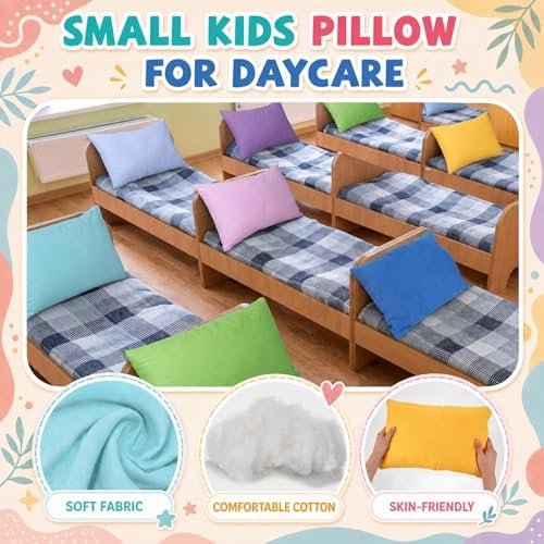 Kigley 20 Pack Mini Pillows for Daycare 9.1 x 13.8'' Small Travel Pillow Bulk Soft Breathable Cotton Pillow for Nap Travel Pet Neck Lumbar Purse Insert(Dopamine) - Image 3