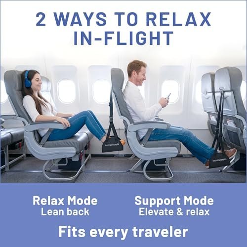 BASIC CONCEPTS Airplane Foot Hammock for Plane Travel Essentials - Airplane Travel Essentials, Long Flight Foot Rest - Plane Gadgets - Image 3