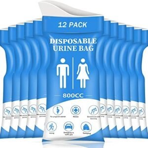 DIBBATU Disposable Urine Bag, 12/24 Pack Pee Bags for Travel for Women/Men, 800ML Emergency Portable Urinal Bag and Vomit Bags, Unisex Urinal Bag for Camping, Traffic Jams, Pregnant
