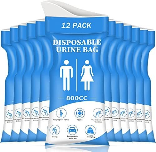 DIBBATU Disposable Urine Bag, 12/24 Pack Pee Bags for Travel for Women/Men, 800ML Emergency Portable Urinal Bag and Vomit Bags, Unisex Urinal Bag for Camping, Traffic Jams, Pregnant