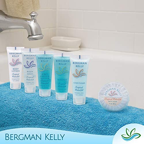 BERGMAN KELLY Round Soap Bars, 2in1 Shampoo & Conditioner 2-Piece Set (Tropical Waterfall, 1 oz each, 100 pc), Delight Your Guests with Revitalizing & Refreshing Sanitary Toiletries & Hotel Amenities - Image 6