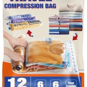 Compression Bags for Travel Essentials, Roll Up Bags No Vacuum Needed | for Cruise Flight, Extra Thick, Luggage Size Carry-on Suitcase Backpack, Waterproof