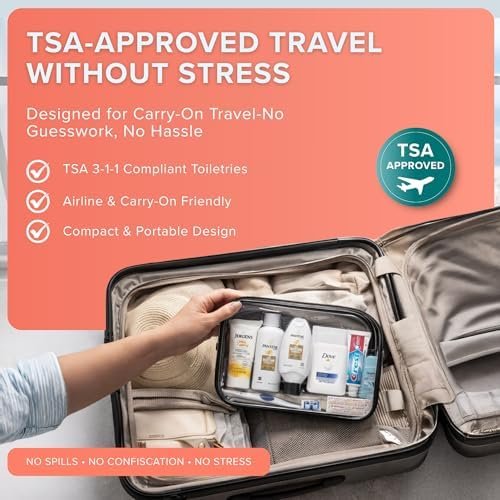 15-Piece Women’s Travel Toiletry Kit – Premium Brand-Name Shampoo, Conditioner, Body Wash, Deodorant & Toothpaste, TSA Approved Travel Size Set with Clear Bag - Image 5