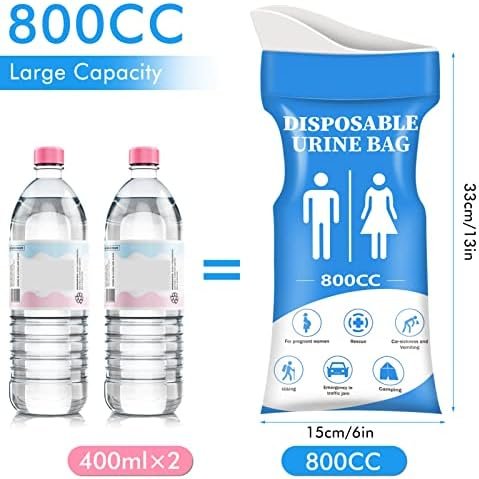 DIBBATU Disposable Urine Bag, 12/24 Pack Pee Bags for Travel for Women/Men, 800ML Emergency Portable Urinal Bag and Vomit Bags, Unisex Urinal Bag for Camping, Traffic Jams, Pregnant - Image 4