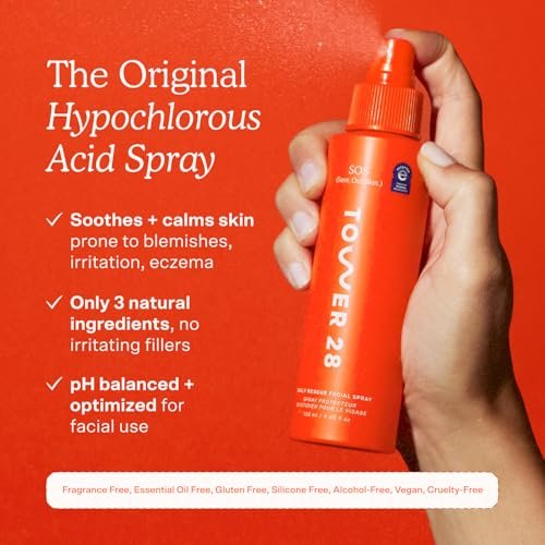 Tower 28 SOS Daily Rescue Facial Spray - Hypochlorous Acid Spray to Help Visibly Calm + Soothe Sensitive Skin - Purifying Travel Size Face Toner - Everyday Skin Care Essential (1 oz) - Image 2