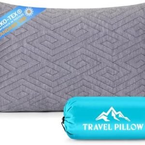 1 MIDDLE ONE Travel Pillow for Sleeping Camping, Memory Foam Small Pillow with Breathable Cover for Backpacking, Airplane, Car (15.5 X 12 Inch)
