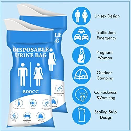 DIBBATU Disposable Urine Bag, 12/24 Pack Pee Bags for Travel for Women/Men, 800ML Emergency Portable Urinal Bag and Vomit Bags, Unisex Urinal Bag for Camping, Traffic Jams, Pregnant - Image 8