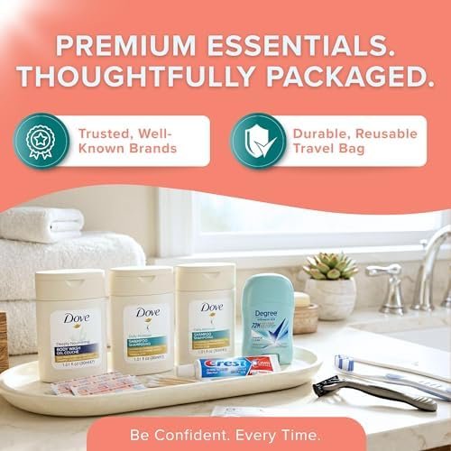12 Piece Women’s Travel Essentials with Clear Toiletry Bag for Women, Airplane Essentials, Travel Shampoo and Conditioner, Vacation Essentials - Image 3