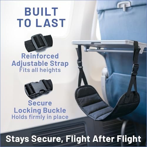 BASIC CONCEPTS Airplane Foot Hammock for Plane Travel Essentials - Airplane Travel Essentials, Long Flight Foot Rest - Plane Gadgets - Image 5