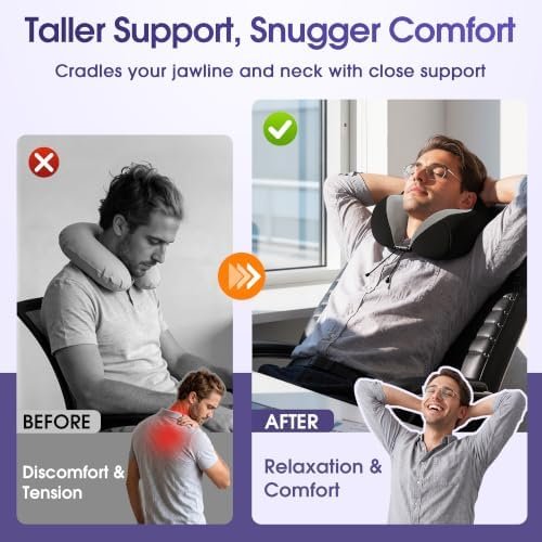 CloudBliss Travel Pillow for Airplane, Memory Foam Neck Pillow for Travel, Compact Flight Pillow with Eye Mask, Earplugs, Carry Bag, Travel Neck Pillow for Long Flight Sleep, Plane Accessories, Black - Image 6