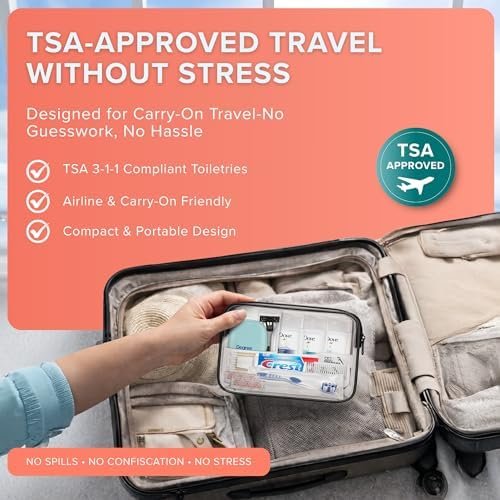 12 Piece Women’s Travel Essentials with Clear Toiletry Bag for Women, Airplane Essentials, Travel Shampoo and Conditioner, Vacation Essentials - Image 5