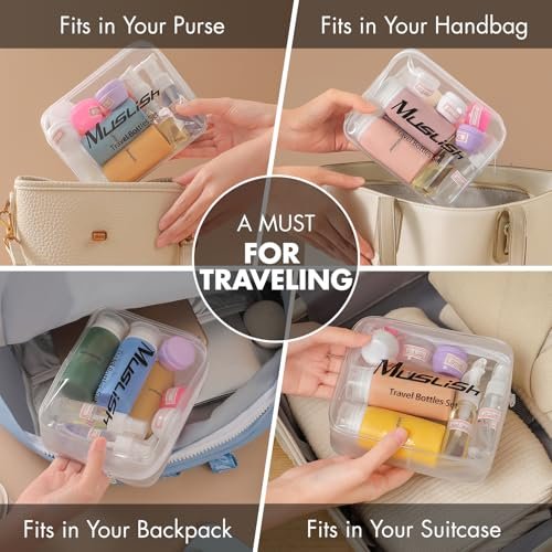 Muslish 21 Pack Leak Proof Silicone Travel Bottles Set, TSA Approved Containers for Toiletries, Travel Size Accessories and Shampoo Conditioner Bottles with Toiletry Bag (BPA Free) - Image 4
