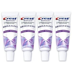 Crest 3D White Brilliance Toothpaste, Vibrant Peppermint, Travel Size 0.85 oz (24g) - Pack of 4