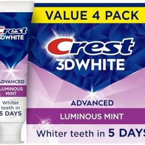 Crest 3D White Advanced, Teeth Whitening Toothpaste for Adults, 3.7 oz, 4 Pack, Cavity Protection Fluoride Toothpaste, Strengthens Enamel, Travel Size Toiletries