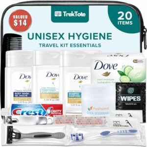 20 Piece Unisex Travel Hygiene Kit with Toiletries & Personal Care Essentials, TSA-Compliant, Individual and Bulk Packs Available