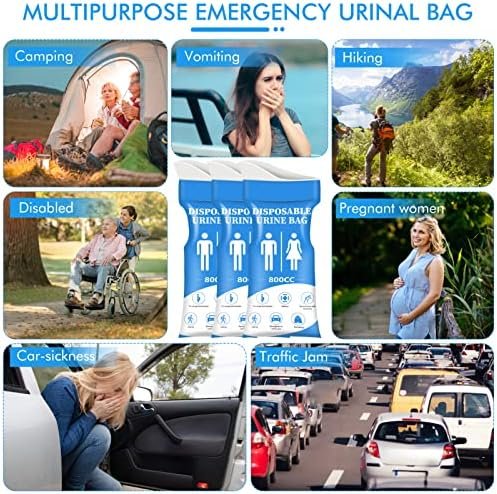 DIBBATU Disposable Urine Bag, 12/24 Pack Pee Bags for Travel for Women/Men, 800ML Emergency Portable Urinal Bag and Vomit Bags, Unisex Urinal Bag for Camping, Traffic Jams, Pregnant - Image 2